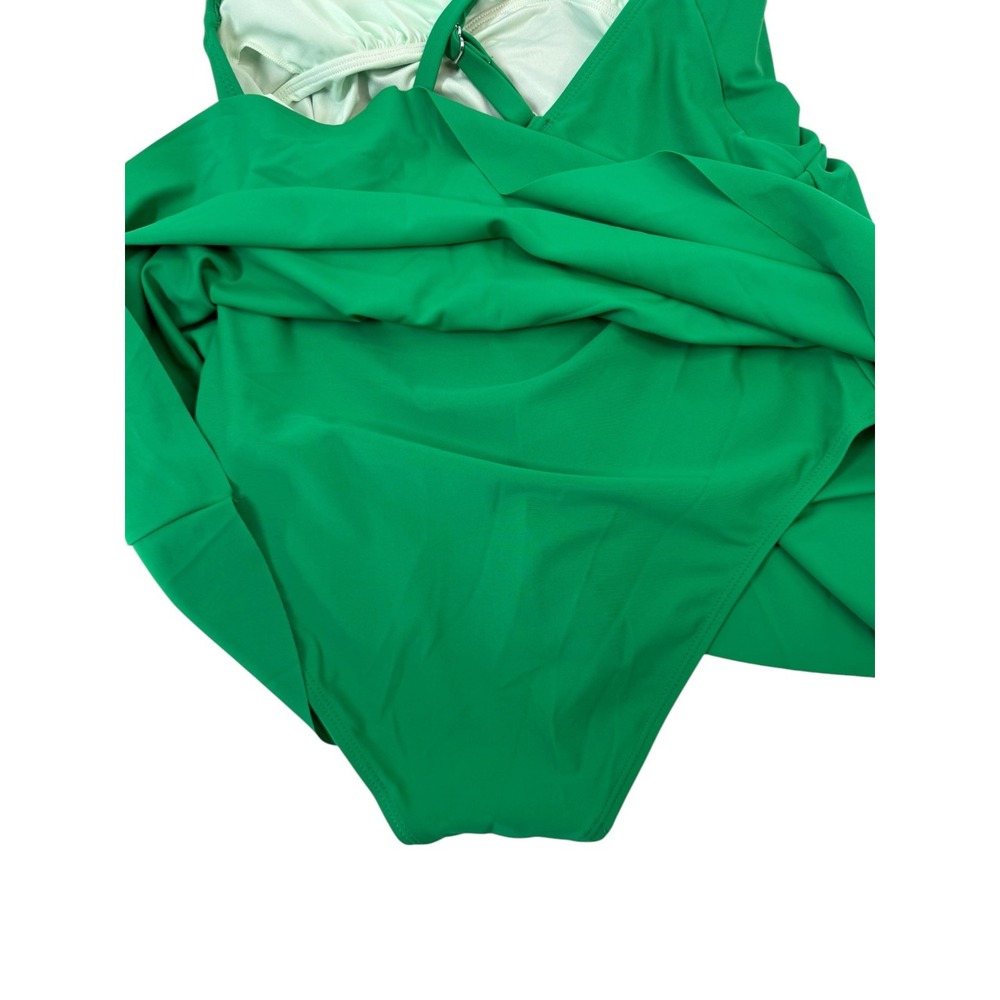 Cupshe NWT Green Skirted One Piece Swimsuit Crisscross Back Swim Dress Medium M - Picture 12 of 14